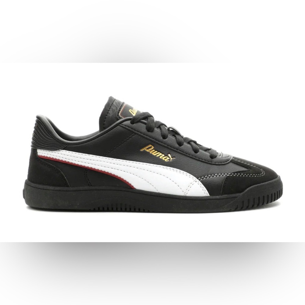 Puma Black Leather Sneakers White Stitching NWT Size 8.5
